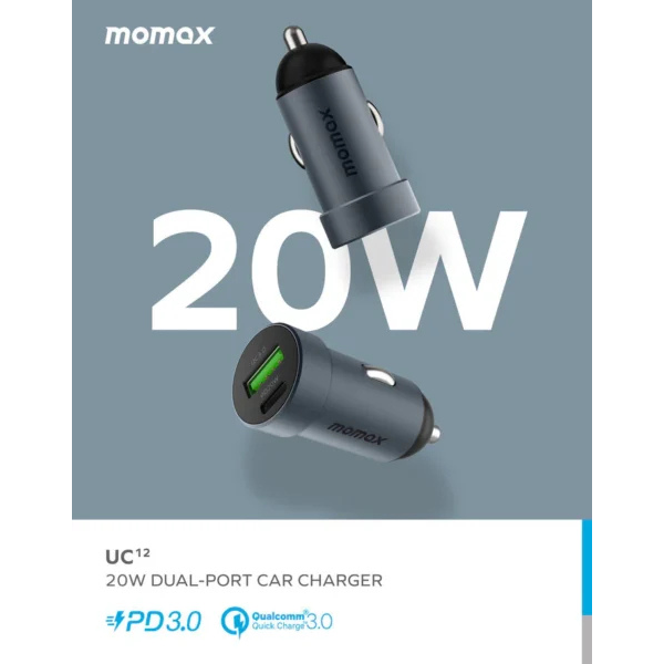 Momax 20W Dual-port Car Charger UC12 - Image 2