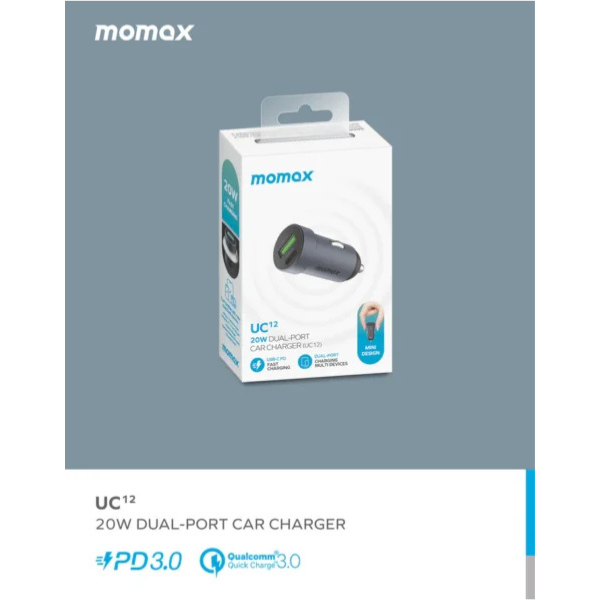 Momax 20W Dual-port Car Charger UC12 - Image 3