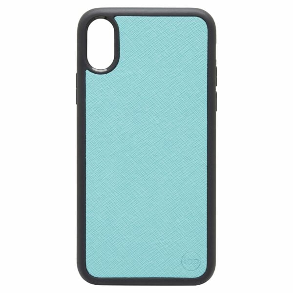 iPhone XS MAX Saffiano Leather Case - Aqua