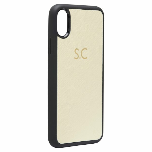 iPhone XS MAX Saffiano Leather Case - Cream - Image 2