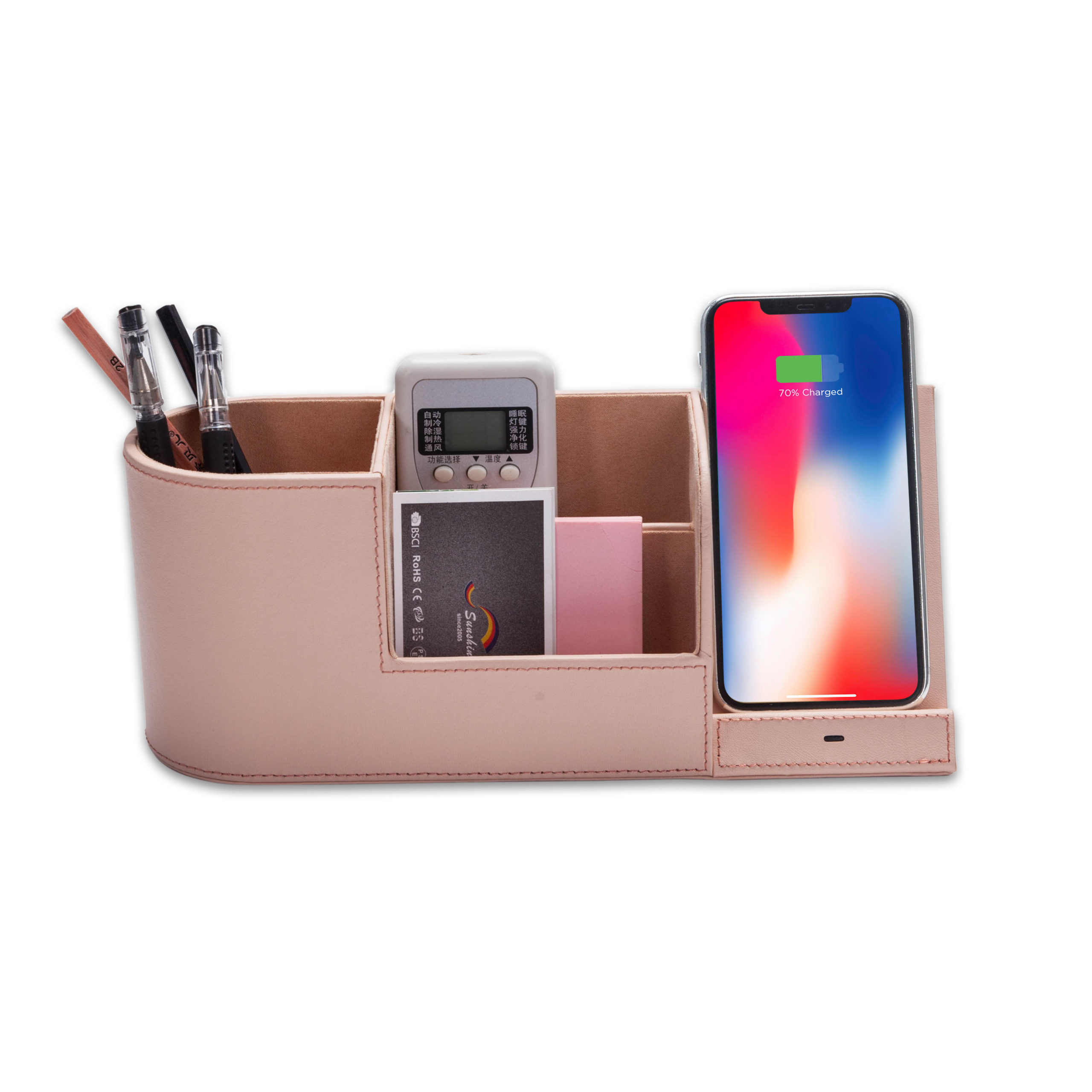 Wireless Charging Desk Organiser Stand- Nude - Image 3