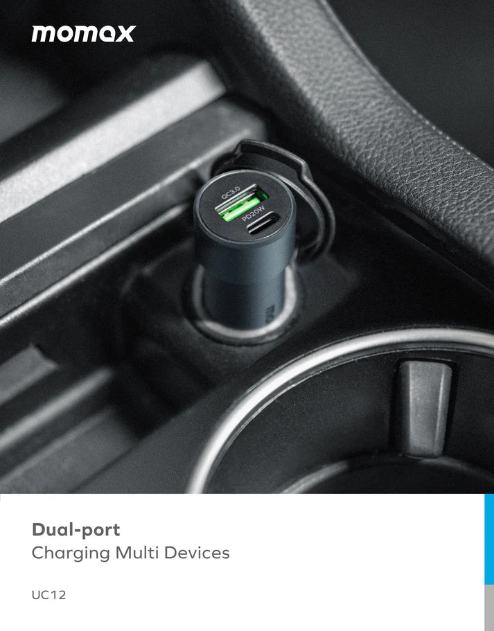 Momax 20W Dual-port Car Charger UC12 - Image 3