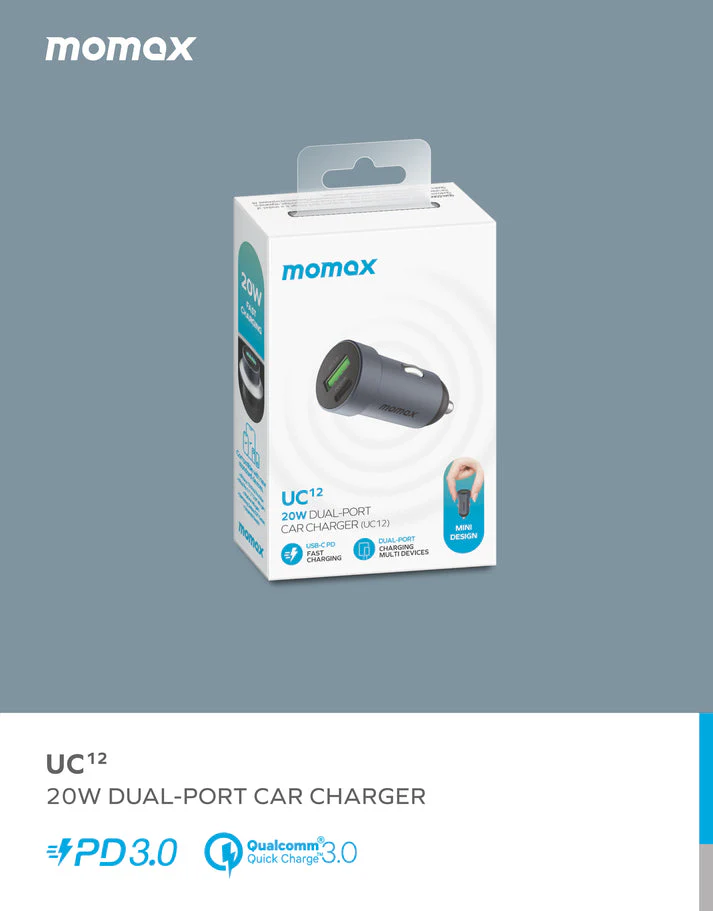 Momax 20W Dual-port Car Charger UC12 - Image 4