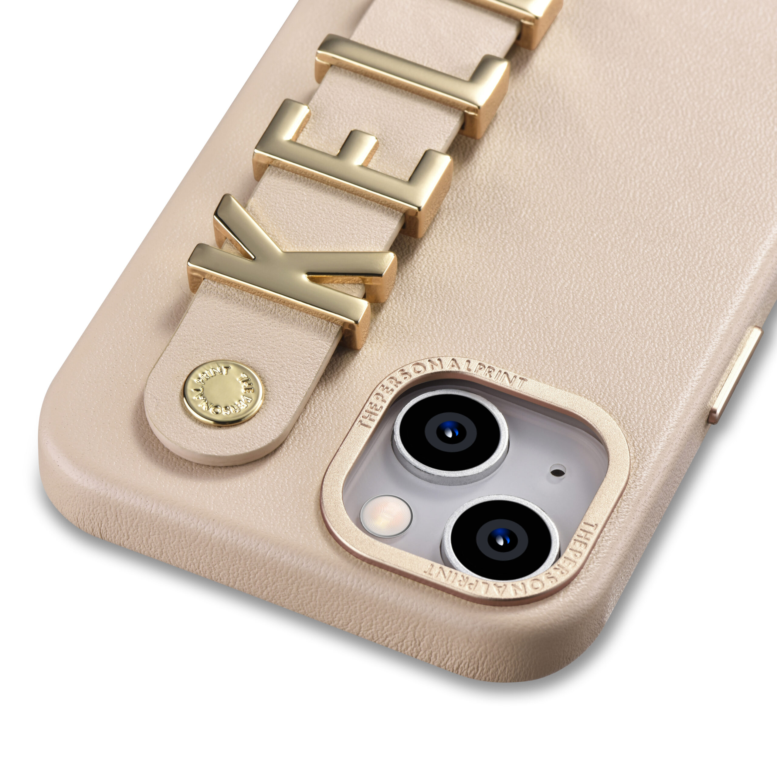 iPhone 14 Plus Letter Strap Case- Nude - Image 4