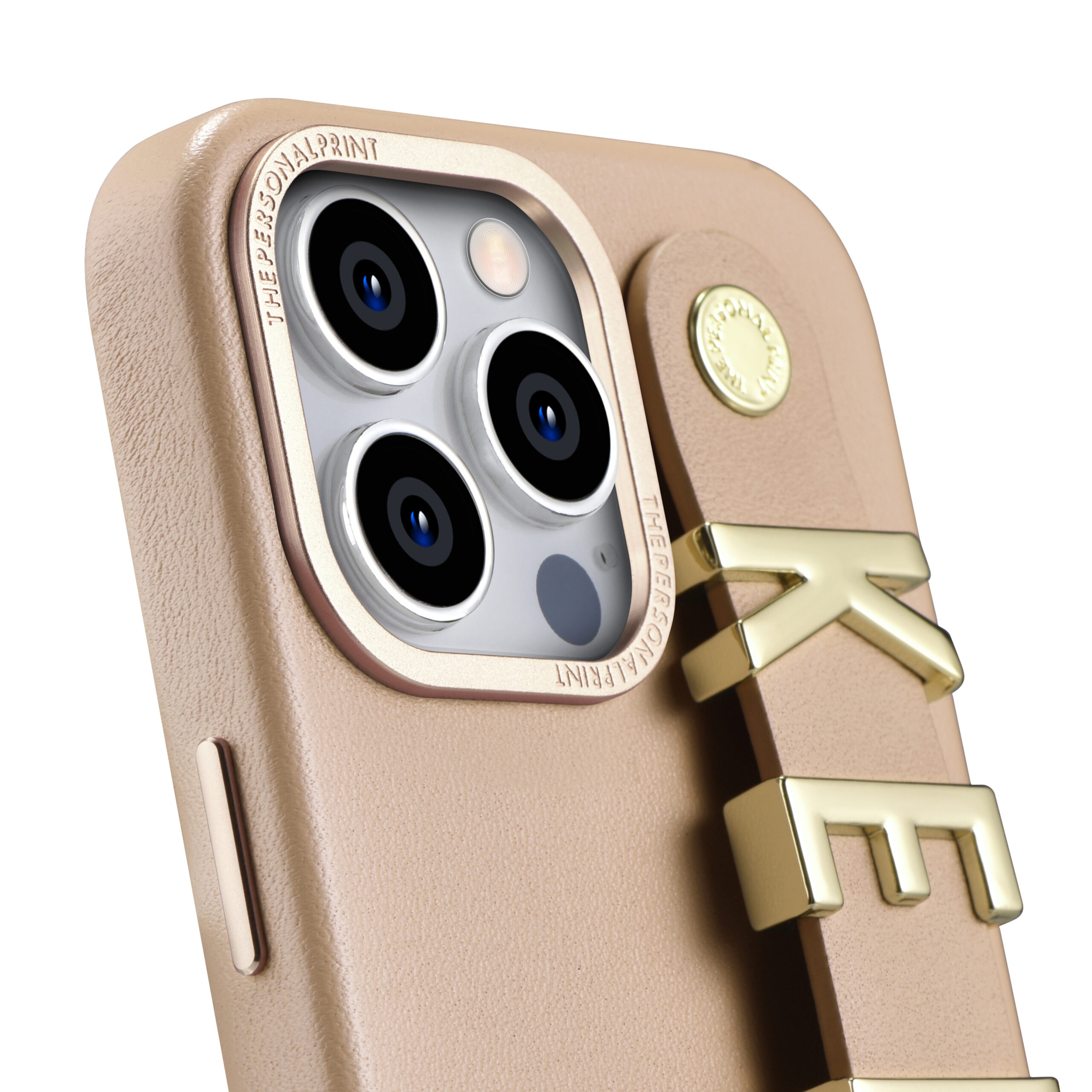 iPhone 15 Pro Letter Strap Case- Nude - Image 2