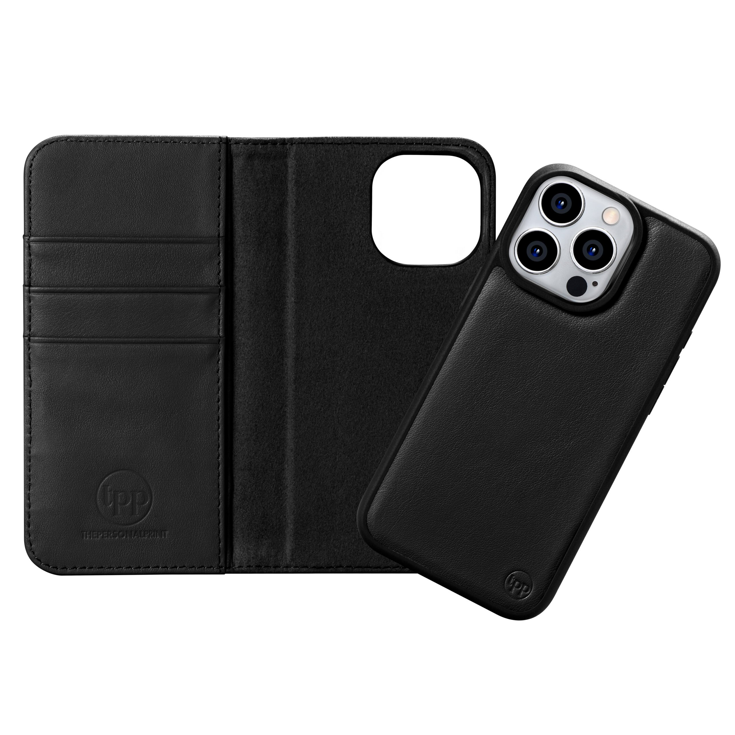iPhone 15 Pro Max Leather Wallet Case with MagSafe- Black - Image 2