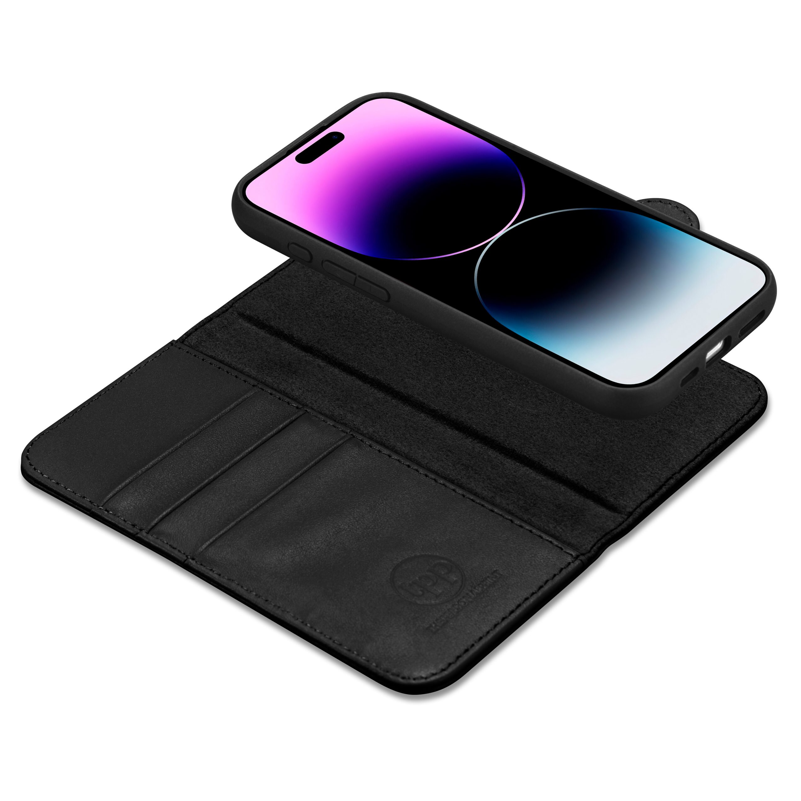 iPhone 15 Pro Max Leather Wallet Case with MagSafe- Black - Image 4