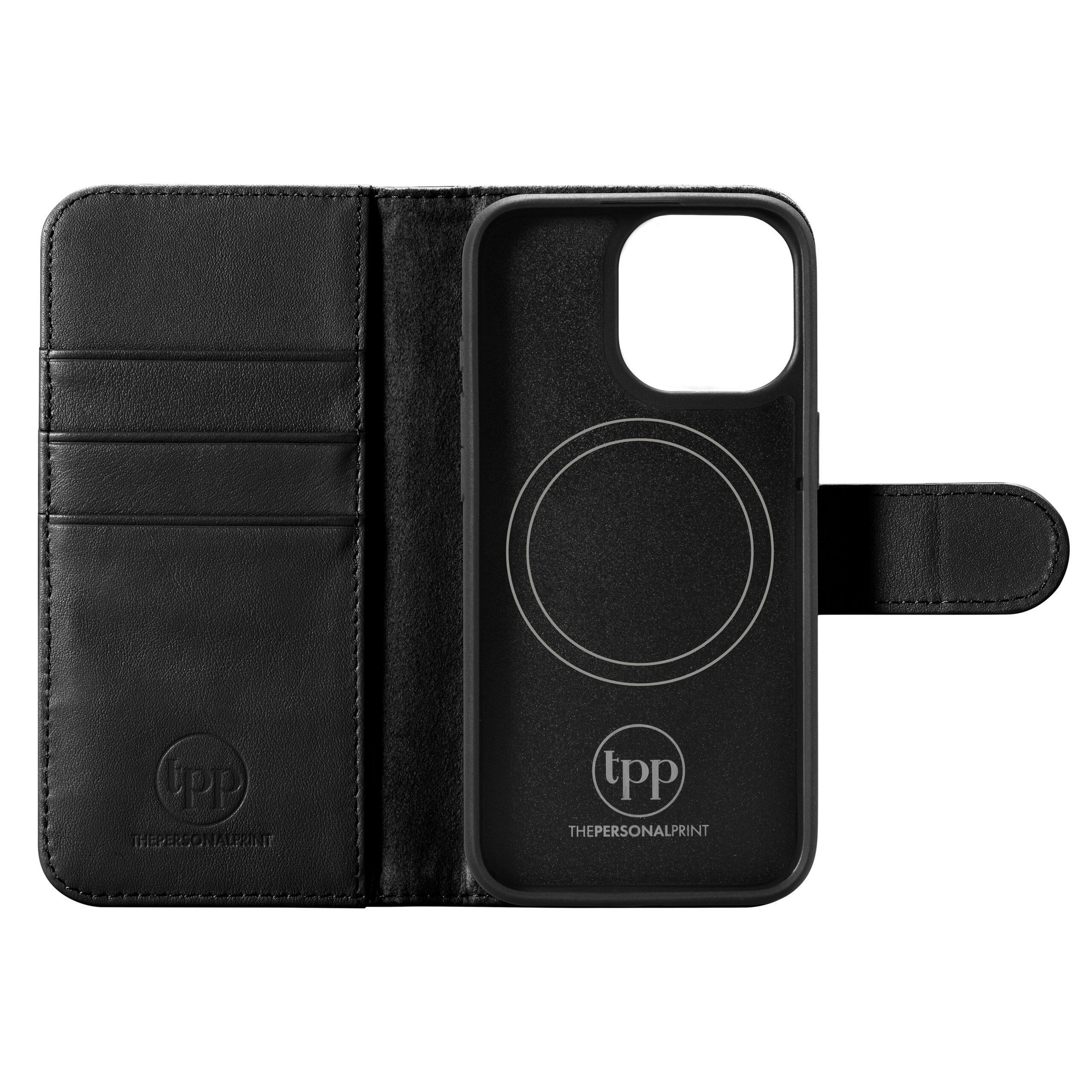 iPhone 15 Pro Max Leather Wallet Case with MagSafe- Black - Image 3