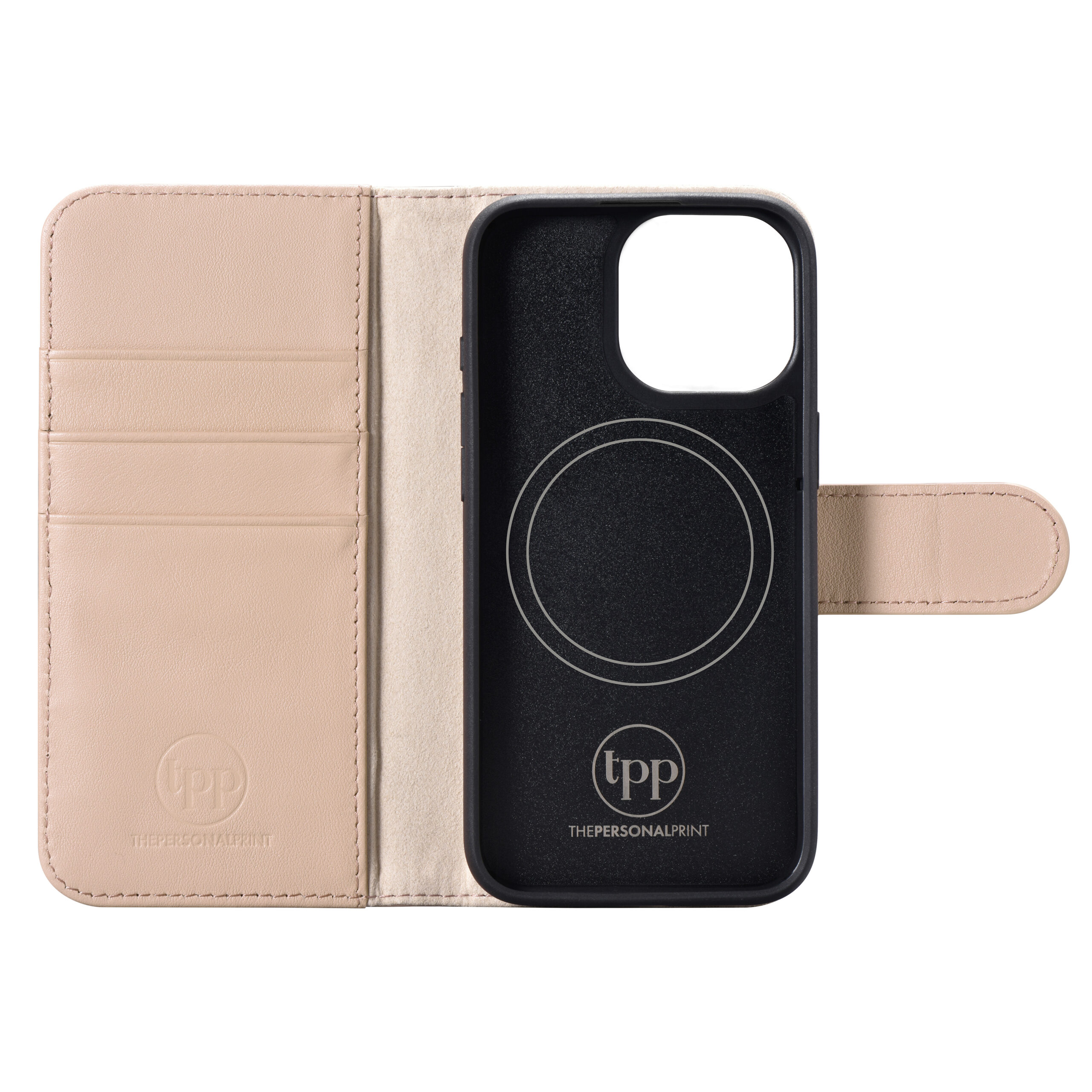 iPhone 15 Pro Max Leather Wallet Case with MagSafe- Nude - Image 3