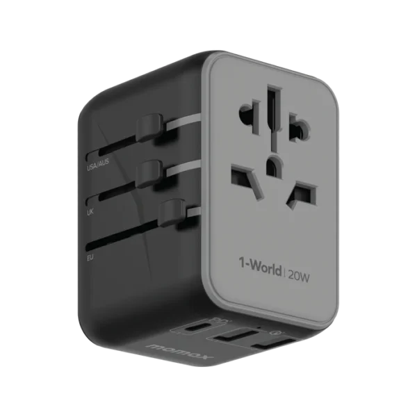 Momax 1-World AC Travel Adapter 3-Port Travel Charger 20W - Image 2