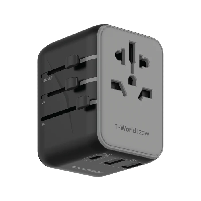 Momax 1-World AC Travel Adapter 3-Port Travel Charger 20W - Image 2