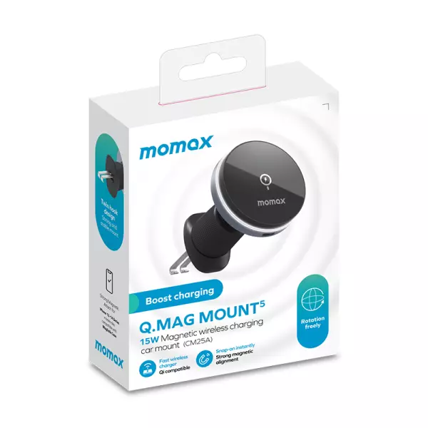 Momax Q. Mag Mount 5 Wireless Charging Car Vent Mount - Image 2