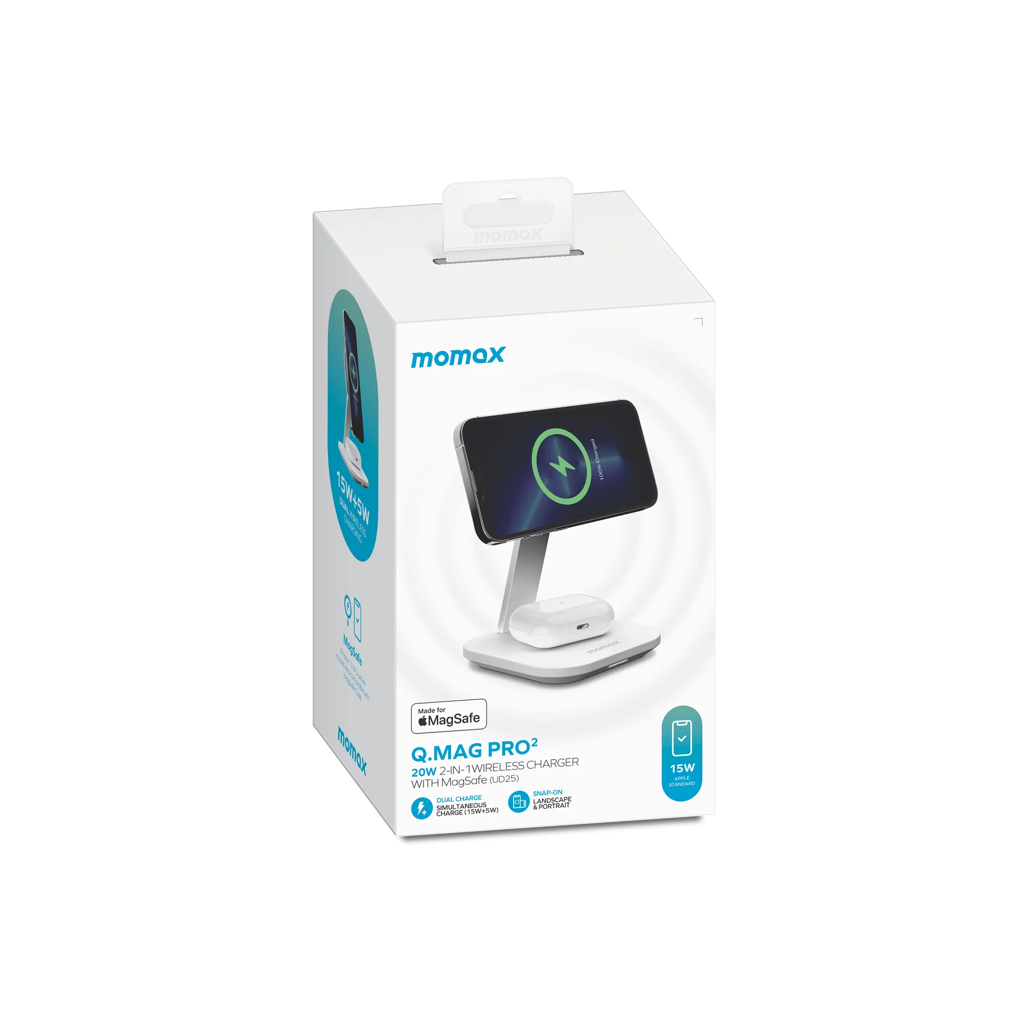 Momax Q. Mag Pro2 2 in 1 Wireless Charger with MagSafe - Image 2