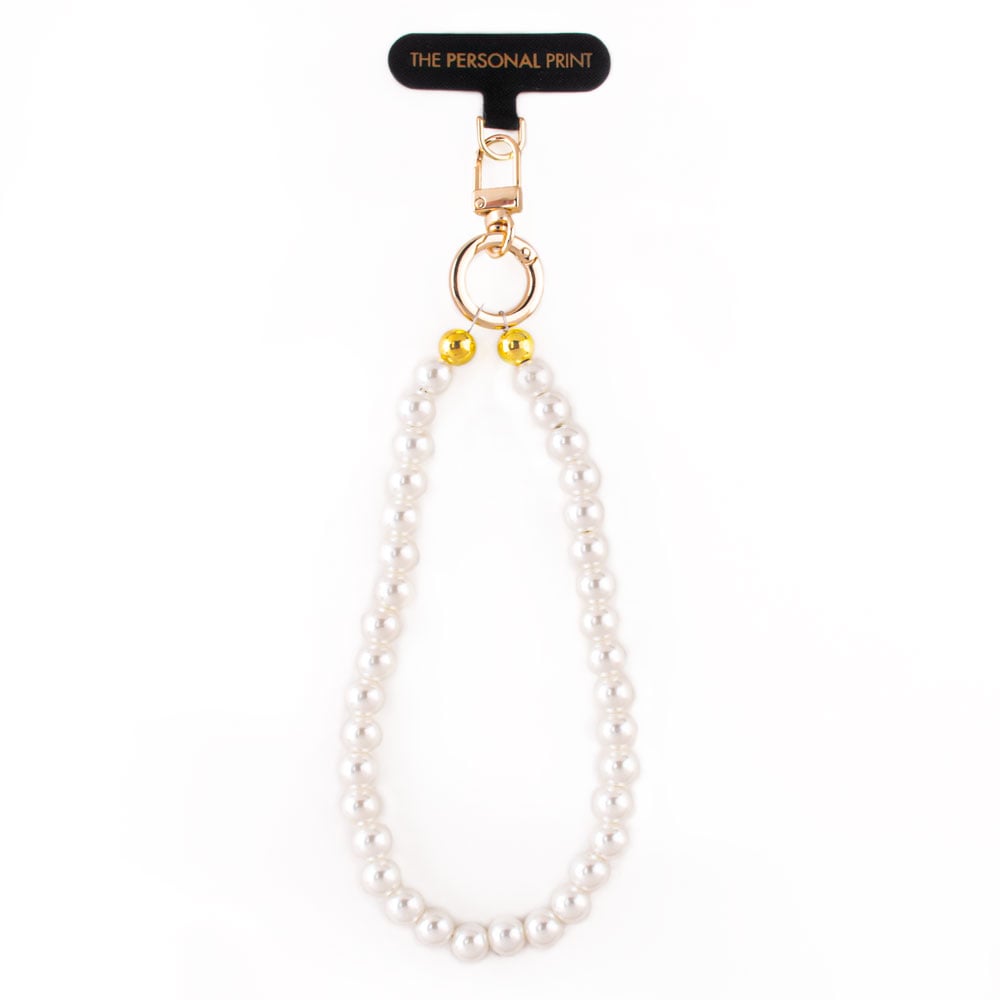 Universal Wrist Phone Strap- Pearl White Chain