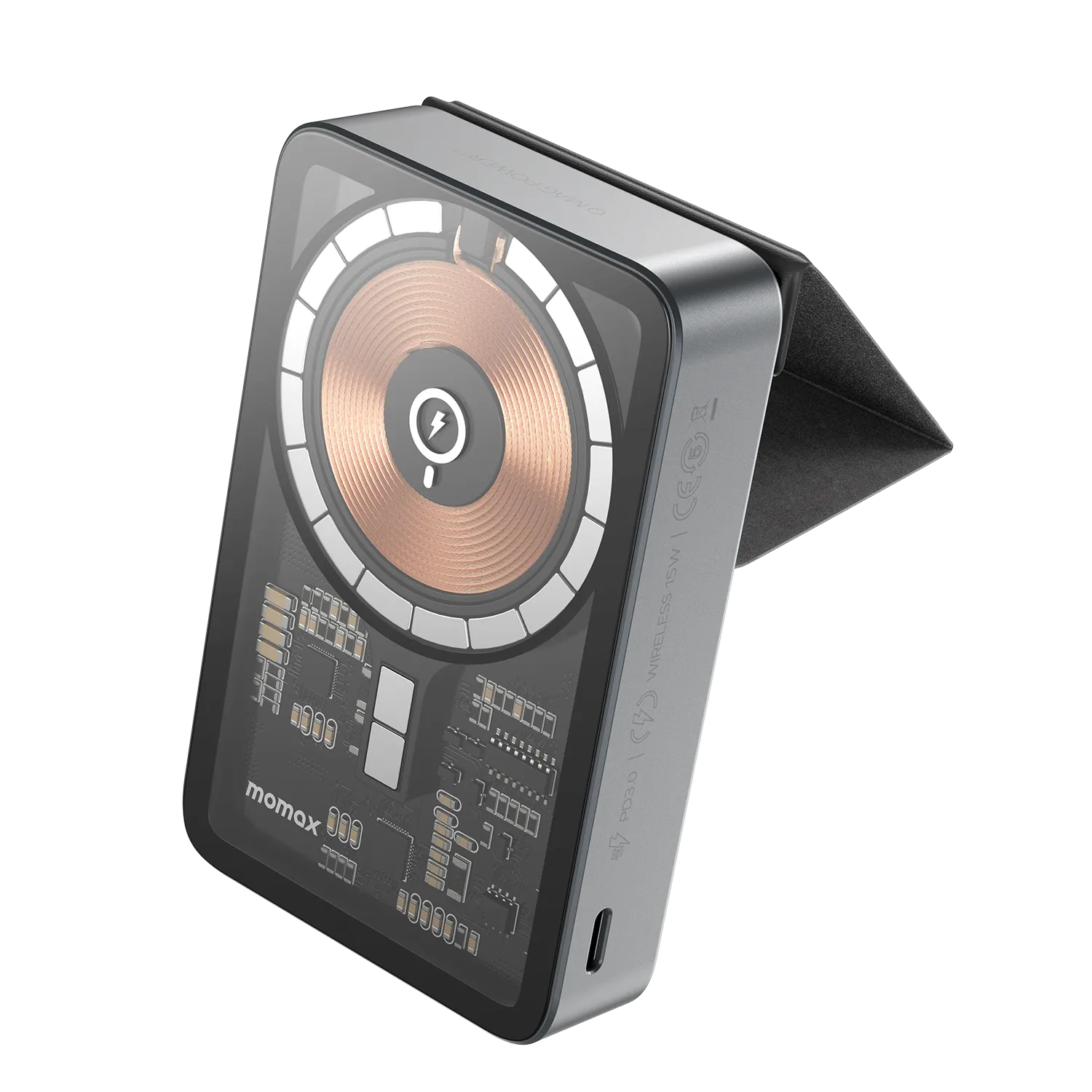 MOMAX Q.MAG POWER 11 Magnetic Wireless Battery Pack With Stand 10000MAH