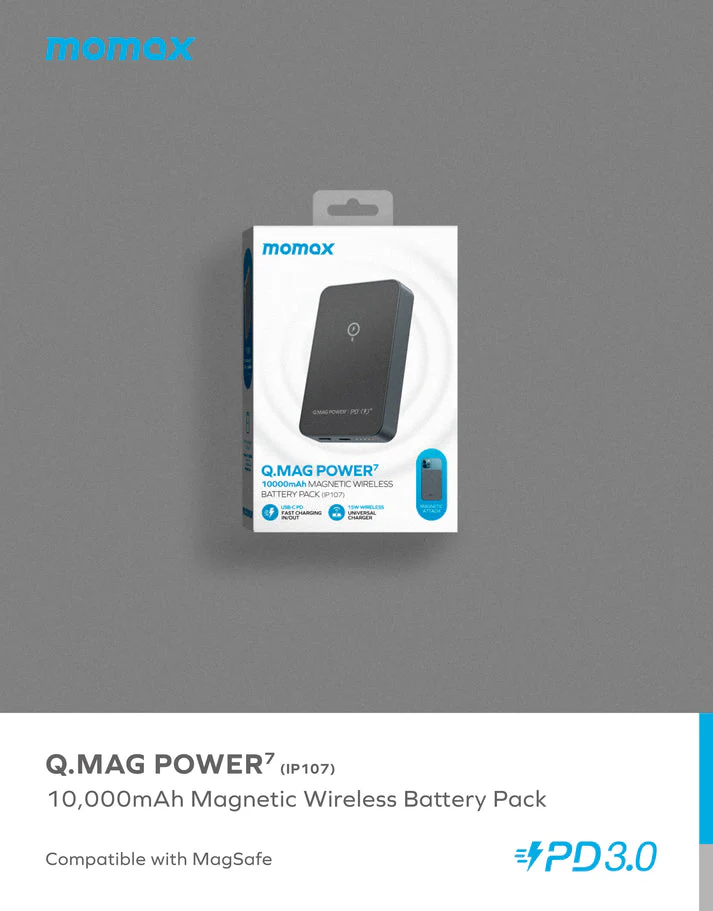 MOMAX Q.MAG POWER 7 Magnetic Wireless Battery Pack 10000MAH - Image 3