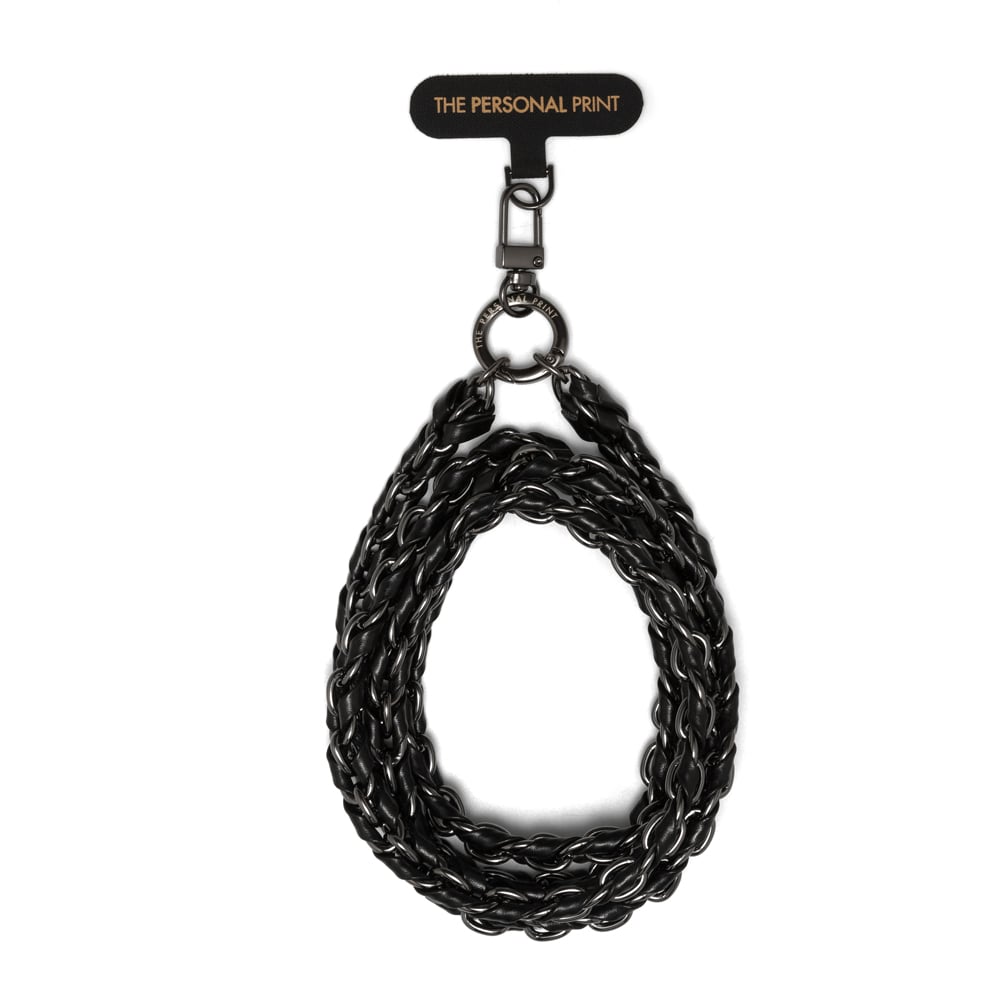 Universal Cross Body Phone Strap Twisted Leather- Black - Image 5