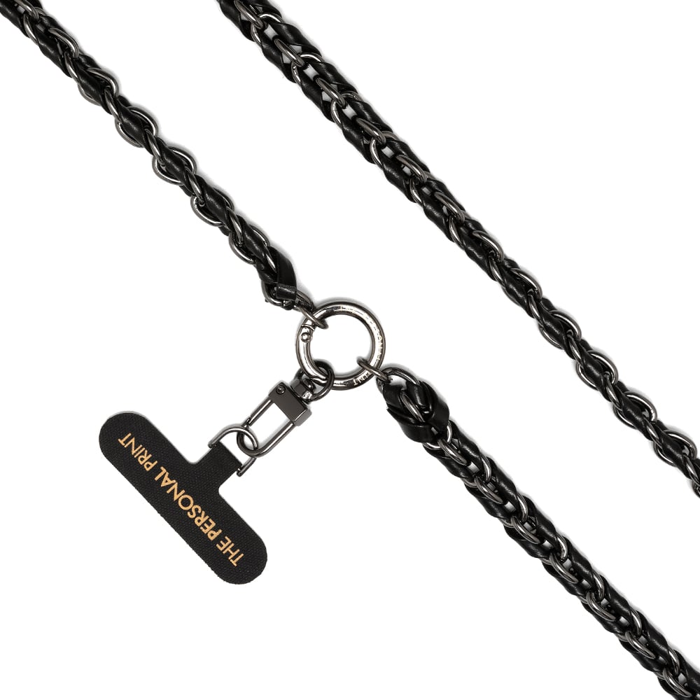 Universal Cross Body Phone Strap Twisted Leather- Black - Image 4