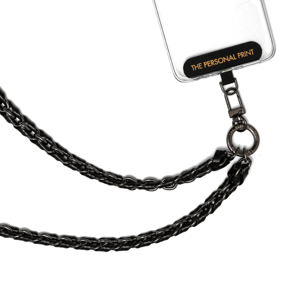 Universal Cross Body Phone Strap Twisted Leather- Black - Image 2