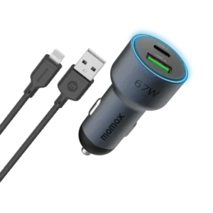 Momax MoVe Dual-Port Car Charger 67W with Charging Cable